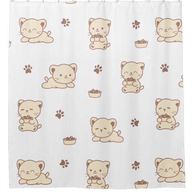 Rideaux De Douche Motif de chat beige mignon (2) (Devant)