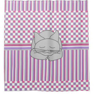 Rideaux De Douche Motif de chat gris dormant