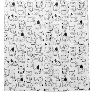 Rideaux De Douche Motif de chats Doodle Cute