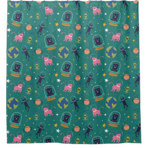 Rideaux De Douche Motif de chats spatiaux adorables