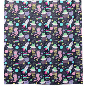 Rideaux De Douche Motif de chats spatiaux adorables