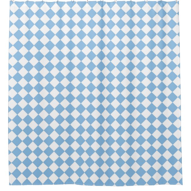 Rideaux De Douche Motif de chèques bleu et blanc (Devant)