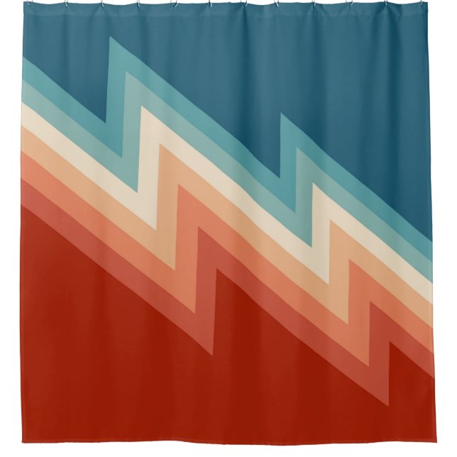 Rideaux De Douche Motif de chevron de style rétro (Devant)
