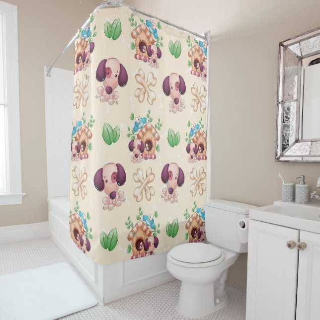 Rideaux De Douche Motif de chien adorable  (En situation)
