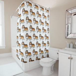 Rideaux De Douche Motif de chien de dessin animé Shetland Sheepdog s