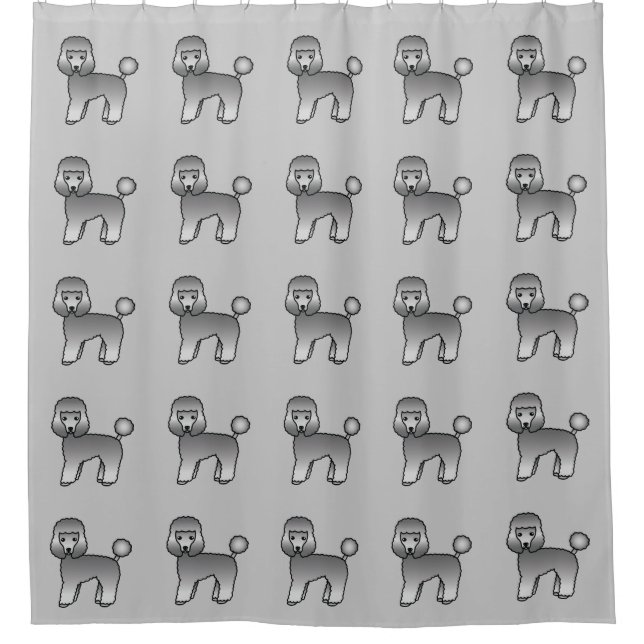 Rideaux De Douche Motif de chiens caniches jouets gris (Devant)