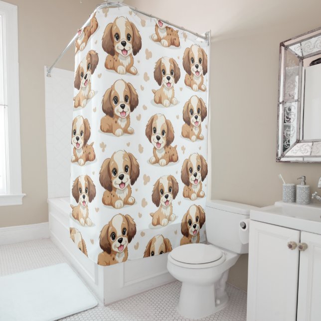 Rideaux De Douche Motif de chiot (En situation)