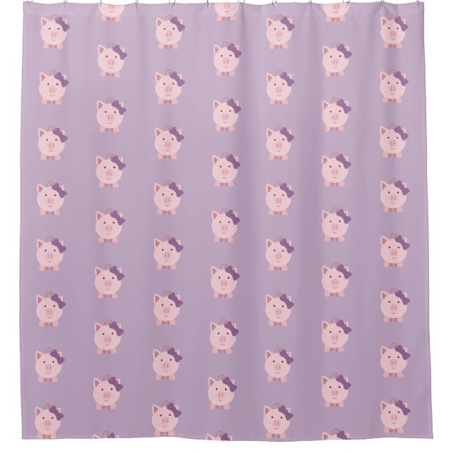 Rideaux De Douche Motif de cochon fille mignonne (Devant)