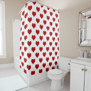 Rideaux De Douche Motif de cœur en mosaïque rouge