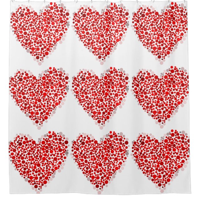 Rideaux De Douche Motif de coeur Pointe Polka (Devant)
