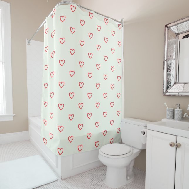 Rideaux De Douche Motif de cœurs rouges, Mignon, Amour (En situation)