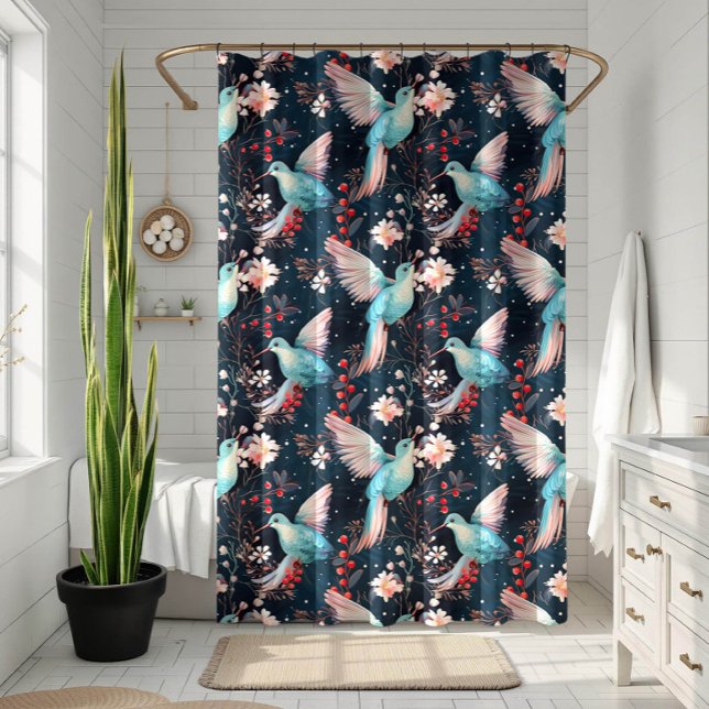 Rideaux De Douche Motif de colibris d'hiver (Créateur téléchargé)