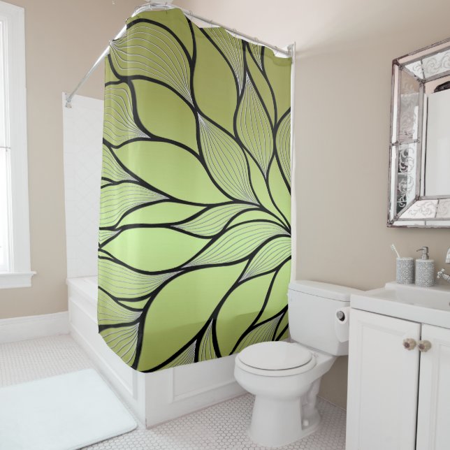 Rideaux De Douche Motif de congé créatif vert magnifique (En situation)