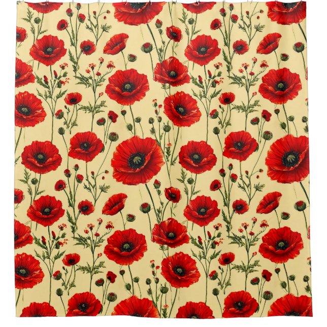 Rideaux De Douche Motif de coquelicots rouges (Devant)