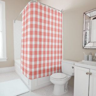 Rideaux De Douche Motif de corail et blanc de plaid de Buffalo