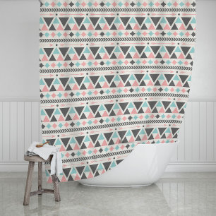 Rideaux De Douche Motif de corail et de menthe d'inspiration aztèqu