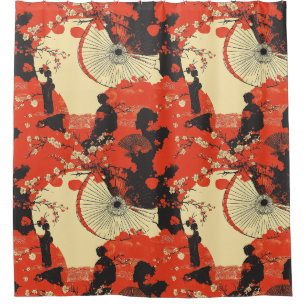 Rideaux De Douche Motif de couple de kimono romantique Sakura (5)
