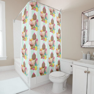 Rideaux De Douche Motif de crème glacée mignonne