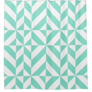 Rideaux De Douche Motif de Cube géométrique vert Seafoam