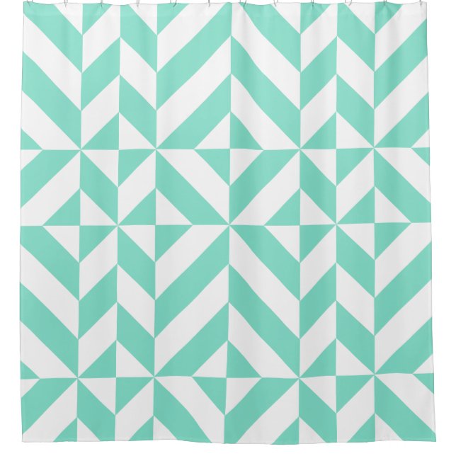 Rideaux De Douche Motif de Cube géométrique vert Seafoam (Devant)