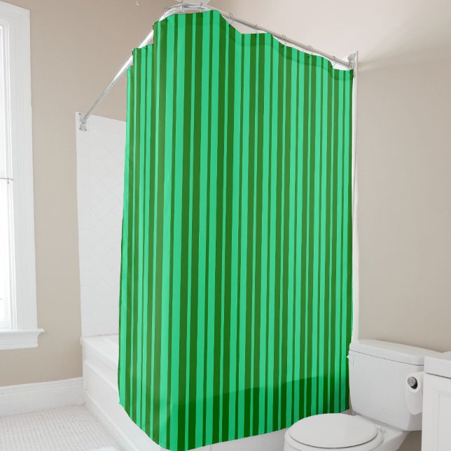 Rideaux De Douche Motif de design de rayures élégantes vertes mignon (Créateur téléchargé)