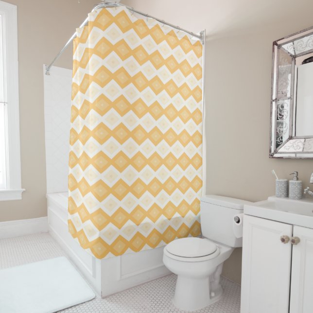 Rideaux De Douche Motif de diamant jaune (En situation)