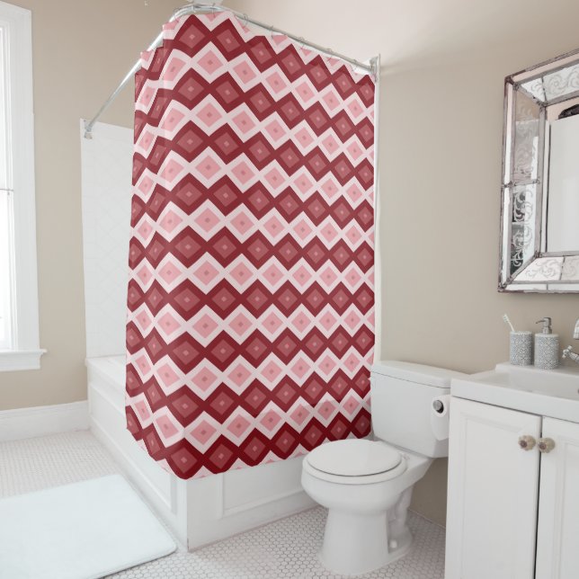 Rideaux De Douche Motif de diamants rouges (En situation)