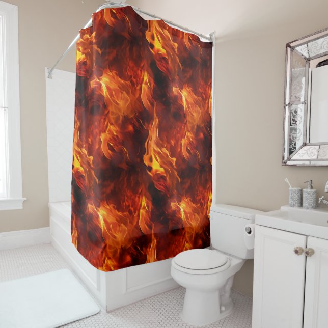 Rideaux De Douche Motif de feu (En situation)