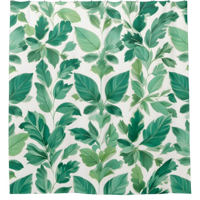 Rideaux De Douche Motif de feuillage vert luxuriant (Devant)