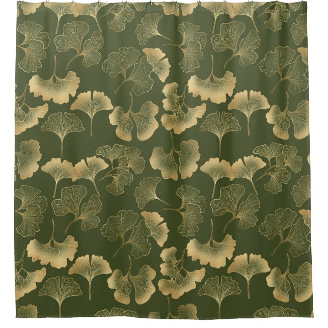 Rideaux De Douche Motif de feuille de Ginkgo Zen (Devant)