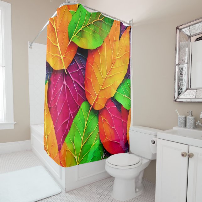 Rideaux De Douche Motif de feuilles d'automne  (En situation)