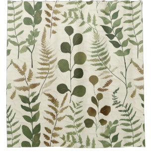 Rideaux De Douche Motif de feuilles pressées botaniques – Impression