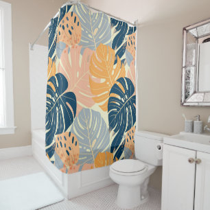 Rideaux De Douche Motif de feuilles tropicales bohèmes colorées