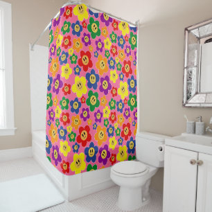 Rideaux De Douche Motif de fleur arc-en-ciel LGBT mignon - Rose