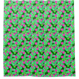 Rideaux De Douche Motif de fleur d'art déco - nuances de vert,
