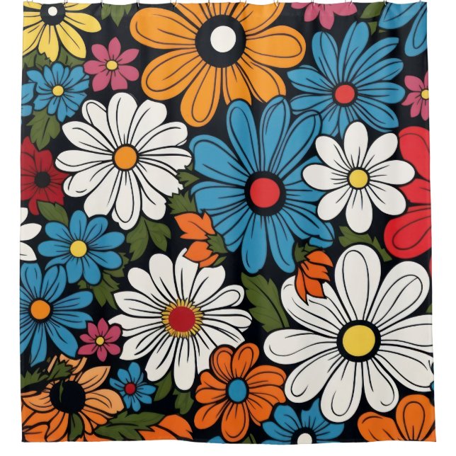 Rideaux De Douche Motif de fleur marguerite (Devant)