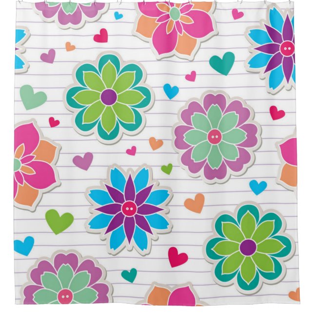 Rideaux De Douche Motif de fleurs (Devant)