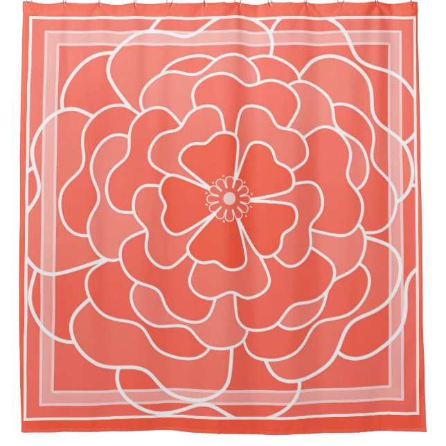 Rideaux De Douche Motif de fleurs abstraites orange (Devant)