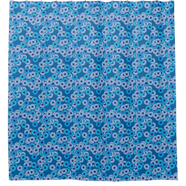 Rideaux De Douche Motif de fleurs Art déco - tons bleus (Devant)