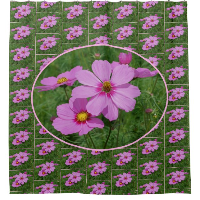 Rideaux De Douche Motif de fleurs Cosmos roses (Devant)