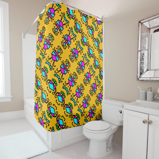 Rideaux De Douche Motif de fleurs de boeufs de caniche (En situation)