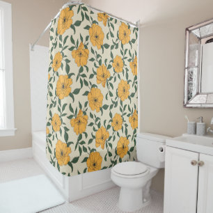 Rideaux De Douche Motif de fleurs de crapaud orange