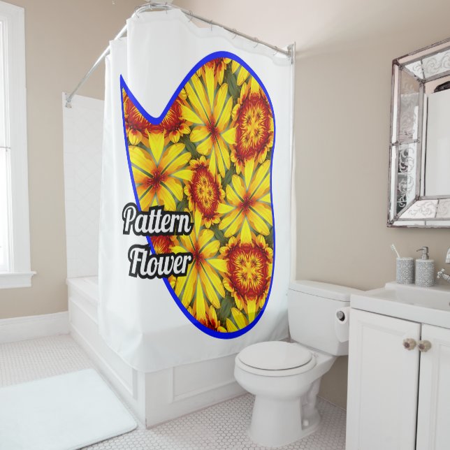 Rideaux De Douche Motif de fleurs d'or (En situation)