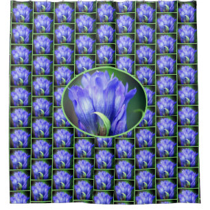 Rideaux De Douche Motif de fleurs Gentien Bleu