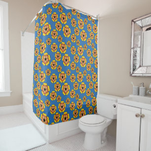 Rideaux De Douche Motif de fleurs orange jaune