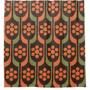 Rideaux De Douche Motif de fleurs sans joint or orangeles années 50,