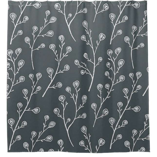 Rideaux De Douche Motif de fleurs sauvages blanches (Devant)