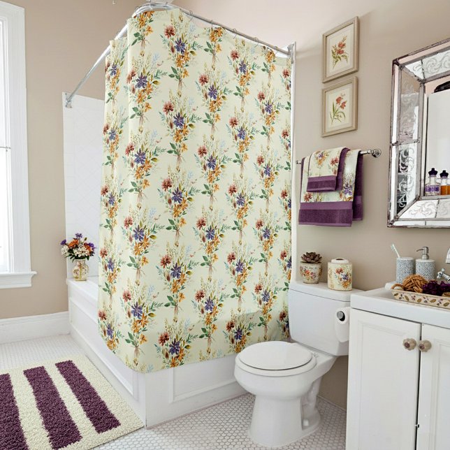 Rideaux De Douche Motif de fleurs sauvages d'automne (Créateur téléchargé)