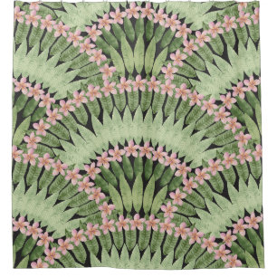Rideaux De Douche Motif de fleurs tropicales peintes à la main