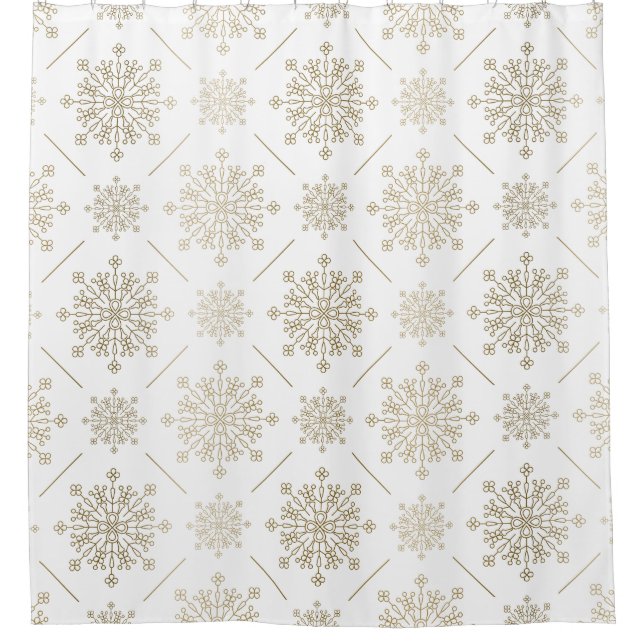 Rideaux De Douche Motif de flocons de neige Abstraits d'or clair (Devant)